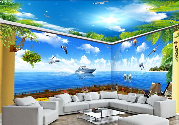 custom retail 3d beach full house background wall blue sea air boat dolphin air balloon flying bird mural
custom retail 3d beach full house background wall blue sea air boat dolphin air balloon flying bird mural