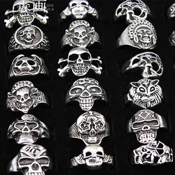 senhua wholesale lots 25pcs mixed cool boy mens jewelry biker gothic style antique silver skeleton skull rings for halloween gift mr88, Golden;silver
senhua wholesale lots 25pcs mixed cool boy mens jewelry biker gothic style antique silver skeleton skull rings for halloween gift mr88, Golden;silver