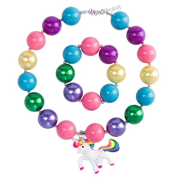 children jewellery set unicorn horse colorful beaded bubblegum chunky bead necklace bracelets for kids with pendants christmas gift girls, Silver
children jewellery set unicorn horse colorful beaded bubblegum chunky bead necklace bracelets for kids with pendants christmas gift girls, Silver