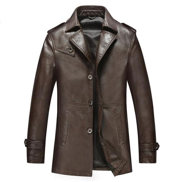 in the spring and autumn period and the new leather men long coat lapels leisure leather windbreaker men's jacket, Black
in the spring and autumn period and the new leather men long coat lapels leisure leather windbreaker men's jacket, Black