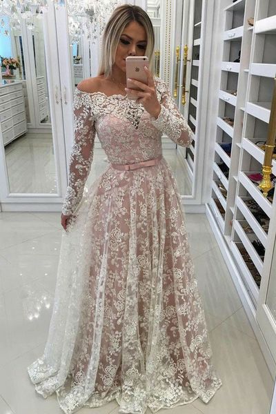 new long sleeve blush pink a line colorful sash lace prom dresses sweep train custom made long formal gowns see through tulle applique, Black
new long sleeve blush pink a line colorful sash lace prom dresses sweep train custom made long formal gowns see through tulle applique, Black