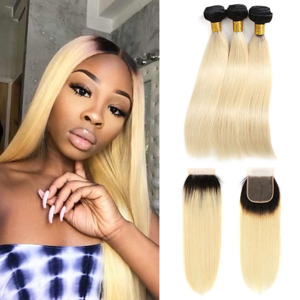 1b/613 virgin hair bundles with 4*4 part lace closure straight brazilian human hair weave two tone ombre blonde bundles with closure, Black;brown
1b/613 virgin hair bundles with 4*4 part lace closure straight brazilian human hair weave two tone ombre blonde bundles with closure, Black;brown