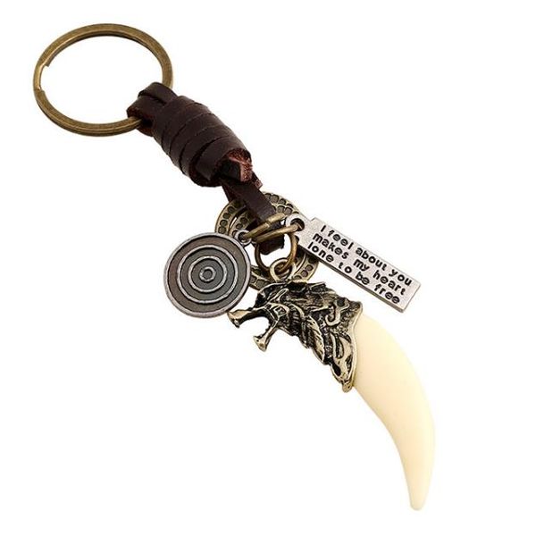 vintage woven resin wolf teeth genuine leather key chain punk leather key ring can be wholesale, Silver
vintage woven resin wolf teeth genuine leather key chain punk leather key ring can be wholesale, Silver