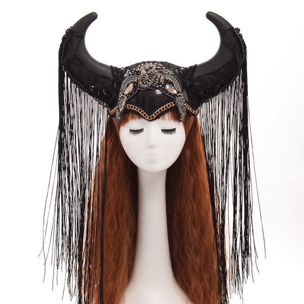 bovine ox horn headband hairband hat gothic lolita cosplay halloween headwear funny prop steampunk show girl headdress, Silver 
bovine ox horn headband hairband hat gothic lolita cosplay halloween headwear funny prop steampunk show girl headdress, Silver