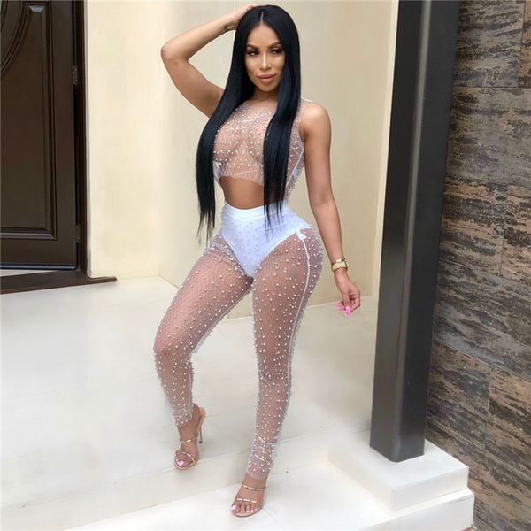 white mesh transparent 2 piece set women 2018 gauze pearl vest two piece set and pants suit ( no contain underwear
white mesh transparent 2 piece set women 2018 gauze pearl vest two piece set and pants suit ( no contain underwear