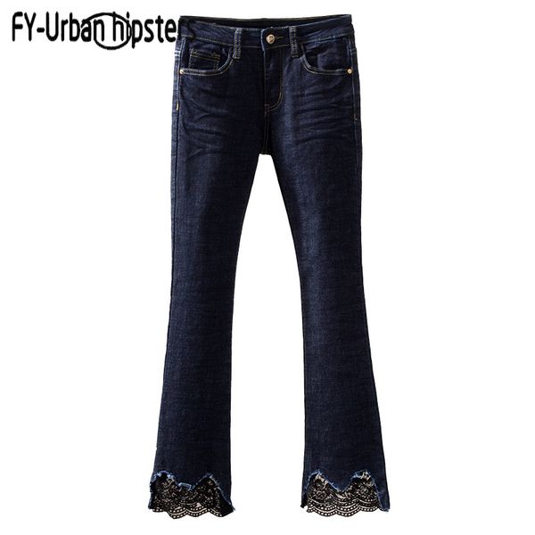 2018 jeans flare woman stretch denim elastic jeans flare splices women lace plus size ladies denim ankle length pants, Blue
2018 jeans flare woman stretch denim elastic jeans flare splices women lace plus size ladies denim ankle length pants, Blue