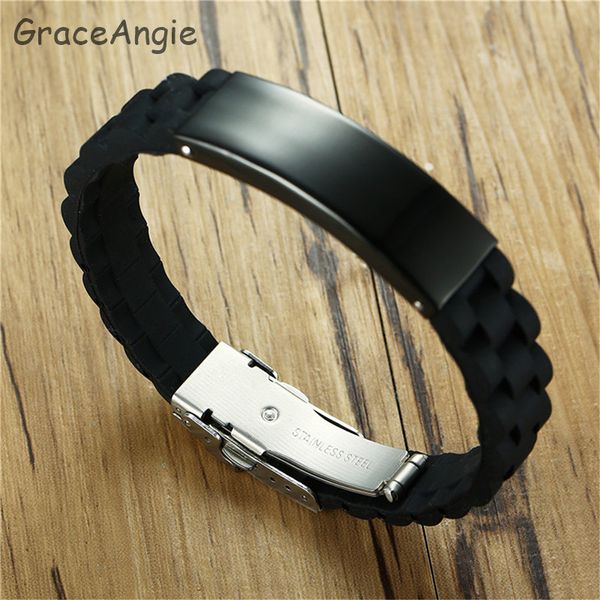 punk men jewelry black silicone bracelet stainless steel fashion bangles engravable men bracelet id bangle jewelry fashion man, White
punk men jewelry black silicone bracelet stainless steel fashion bangles engravable men bracelet id bangle jewelry fashion man, White