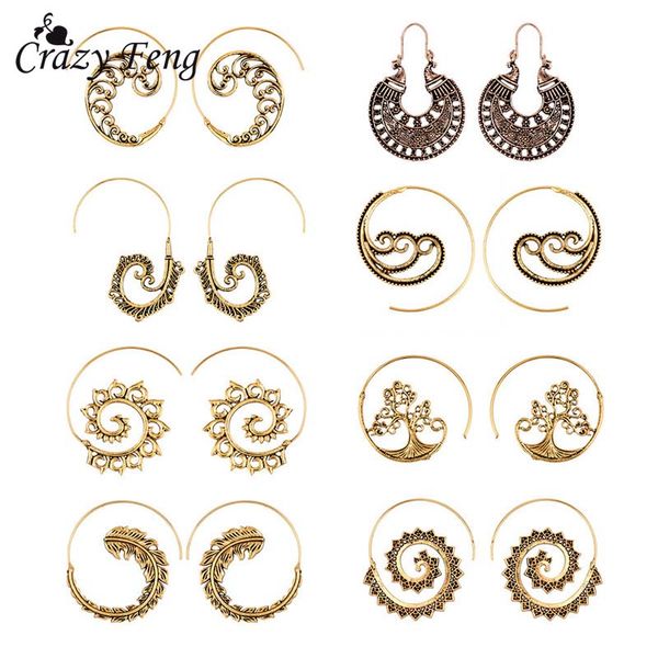crazy feng europe style vintage metal hoop earrings for women antique gold mix swirl feather female punk round boho jewelry, Golden;silver
crazy feng europe style vintage metal hoop earrings for women antique gold mix swirl feather female punk round boho jewelry, Golden;silver