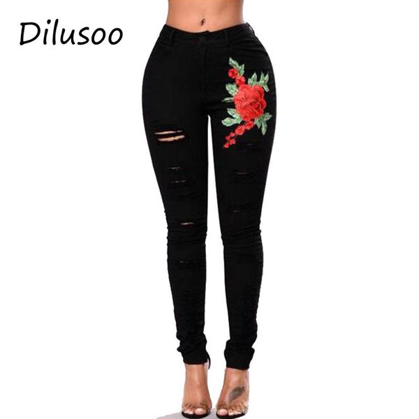 dilusoo women embroiderey jeans pants holes denim pencil pants women's casual 4 season jeans female elastic ripped trousers 2018, Blue
dilusoo women embroiderey jeans pants holes denim pencil pants women's casual 4 season jeans female elastic ripped trousers 2018, Blue