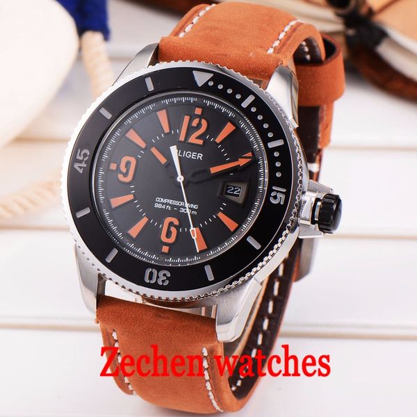 bliger43mm men's watch belt waterproof mechanical watch fashion business calendar automatic mechanical, Slivery;brown
bliger43mm men's watch belt waterproof mechanical watch fashion business calendar automatic mechanical, Slivery;brown