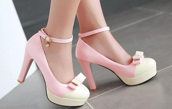 send spring and autumn new bowknot high heel women shoes blue patchwork coarse heel waterproof table round head shoes, Black
send spring and autumn new bowknot high heel women shoes blue patchwork coarse heel waterproof table round head shoes, Black