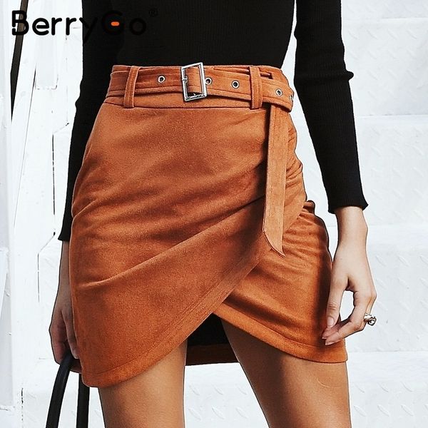 berrygo asymmetric suede leather women skirt high waist belt bodycon mini skirt autumn winter female streetwear pencil, Black
berrygo asymmetric suede leather women skirt high waist belt bodycon mini skirt autumn winter female streetwear pencil, Black