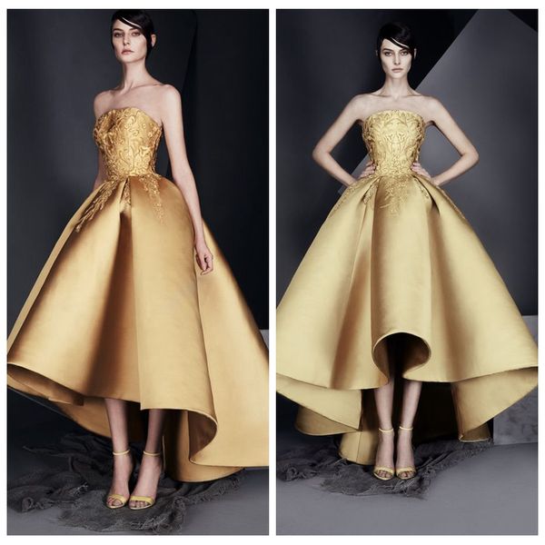 2021 strapless gold ashi studio short prom dresses embroidery pleated satin ruched evening party gowns high low celebrity gowns, Black
2021 strapless gold ashi studio short prom dresses embroidery pleated satin ruched evening party gowns high low celebrity gowns, Black