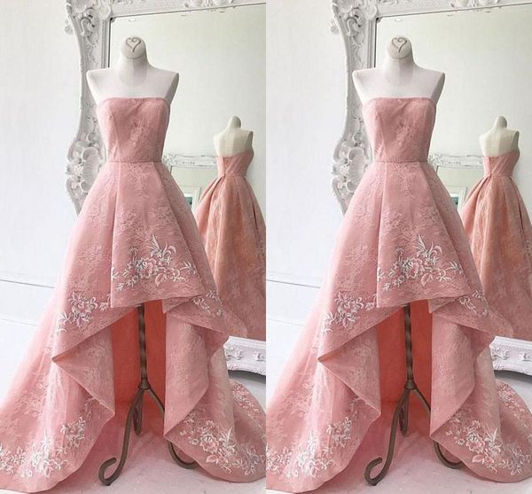3d embroidered formal prom dresses high low pink lace strapless open back evening gowns special occasion dress women long party dress, Black
3d embroidered formal prom dresses high low pink lace strapless open back evening gowns special occasion dress women long party dress, Black