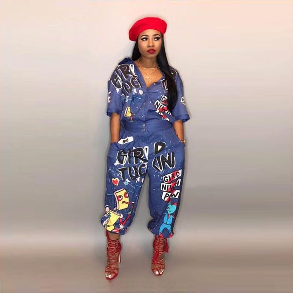 Summer Sexy Letter Printed Jumpsuit Outfits Women Short Sleeve V-Neck Jumpsuits Rompers Black Plus Size S-3XL
Summer Sexy Letter Printed Jumpsuit Outfits Women Short Sleeve V-Neck Jumpsuits Rompers Black Plus Size S-3XL