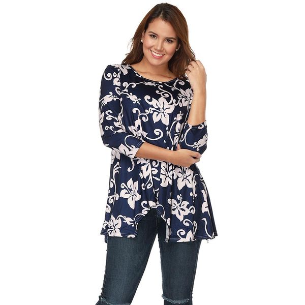 vintage flower print women 3/4 sleeve round neck t-shirt irregular loose 2018, White
vintage flower print women 3/4 sleeve round neck t-shirt irregular loose 2018, White