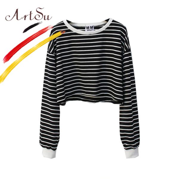 Striped Korea Sweet Women Crop Top Harajuku Long Sleeve Striped Top T Shirt Girl 'S Autumn Loose T-Shirt Streetwear Female
Striped Korea Sweet Women Crop Top Harajuku Long Sleeve Striped Top T Shirt Girl 'S Autumn Loose T-Shirt Streetwear Female