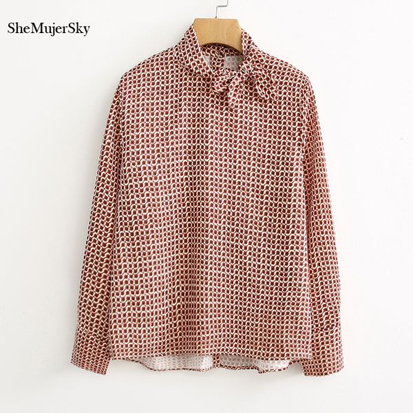 shemujersky women geometric print long sleeve bow o-neck back buttons 2018 fashion blouses shirts, White
shemujersky women geometric print long sleeve bow o-neck back buttons 2018 fashion blouses shirts, White