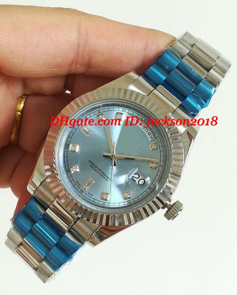 luxury watches 41mm stainless steel bracelet 18k fluted bezel watch-ice blue diamond dial automatic fashion men's watch wristwatch, Slivery;brown
luxury watches 41mm stainless steel bracelet 18k fluted bezel watch-ice blue diamond dial automatic fashion men's watch wristwatch, Slivery;brown