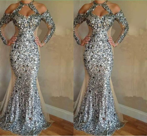 luxurious sequin crystals mermaid evening dresses 2018 gorgeous long sleeve halter evening gowns unique design honorable prom dresses, Black;red
luxurious sequin crystals mermaid evening dresses 2018 gorgeous long sleeve halter evening gowns unique design honorable prom dresses, Black;red
