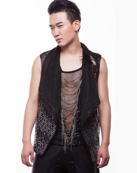 s-5xl 2018 new men's clothing singer fashion sequins vest dj ds plus size slim vest male stage performance costumes, Black;white
s-5xl 2018 new men's clothing singer fashion sequins vest dj ds plus size slim vest male stage performance costumes, Black;white