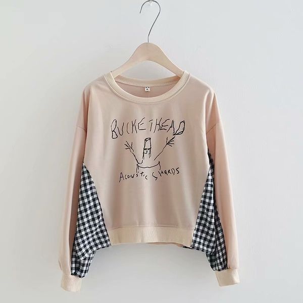 print patchwork plaid o-neck long sleeve tee t-shirt 2018 autumn mori girl, White
print patchwork plaid o-neck long sleeve tee t-shirt 2018 autumn mori girl, White