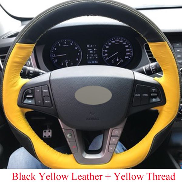 black yellow genuine leather diy hand-stitched car steering wheel cover for hyundai mistra 2013 2014
black yellow genuine leather diy hand-stitched car steering wheel cover for hyundai mistra 2013 2014
