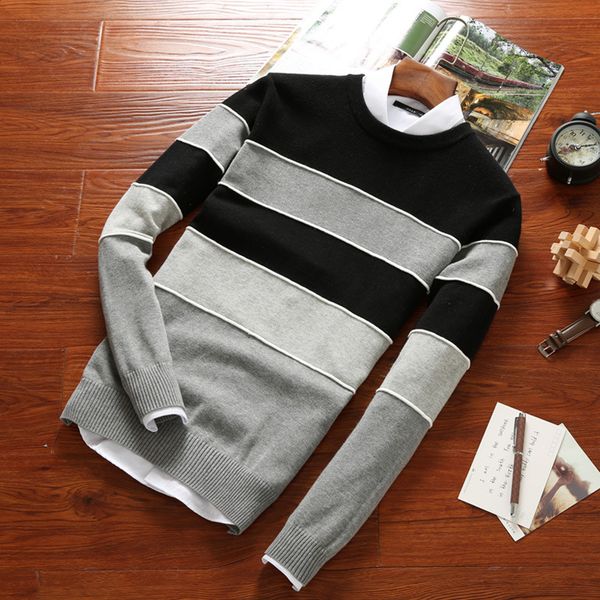 mens sweater slim o-neck sweater stripe thin knitwear male casual pullover sweaters clothes christmas man, White;black
mens sweater slim o-neck sweater stripe thin knitwear male casual pullover sweaters clothes christmas man, White;black
