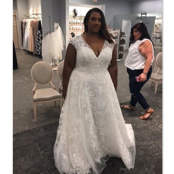 2018 plus size v-neck wedding dresses cap sleeve a-line lace african women big size bridal gowns vintage custom made, White
2018 plus size v-neck wedding dresses cap sleeve a-line lace african women big size bridal gowns vintage custom made, White