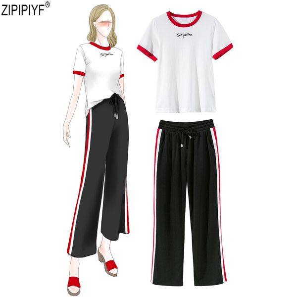 runway summer women 2 piece set 2018 fashion o-neck short sleeve t shirt + ankle-length loose pant suits c1452, White
runway summer women 2 piece set 2018 fashion o-neck short sleeve t shirt + ankle-length loose pant suits c1452, White