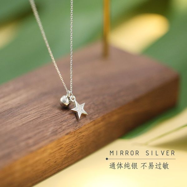 women statement necklace lovely zircon five-pointed star and bell s925 sterling silver necklace small gift girl
women statement necklace lovely zircon five-pointed star and bell s925 sterling silver necklace small gift girl