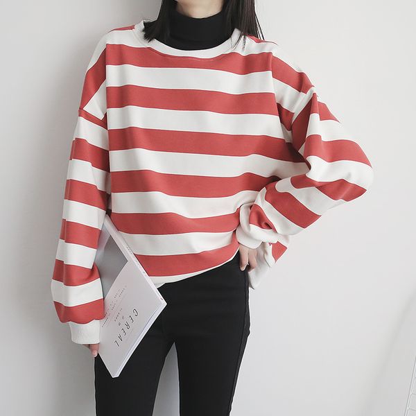 2018 new fashion spring autumn women striped o- neck sweatshirts loose female pullovers hoodies, Black
2018 new fashion spring autumn women striped o- neck sweatshirts loose female pullovers hoodies, Black
