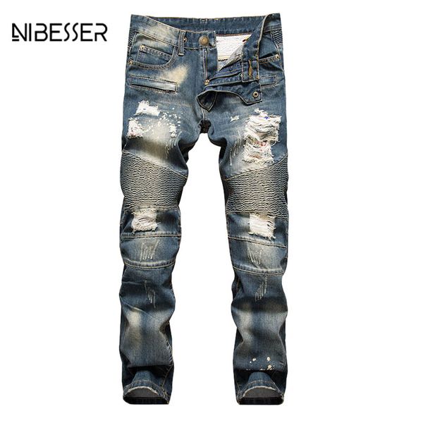 nibesser vintage hole jeans men fashion slimming worn hole jeans straight pleated pants lightweight plus size denim pants, Blue
nibesser vintage hole jeans men fashion slimming worn hole jeans straight pleated pants lightweight plus size denim pants, Blue