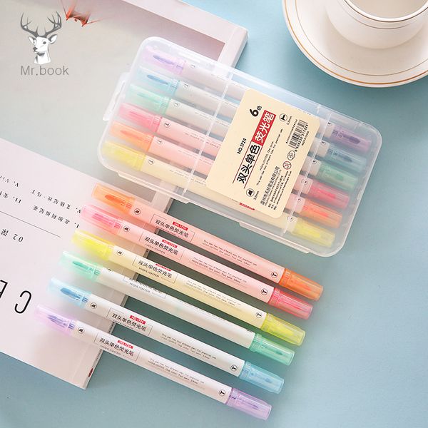 6pcs/set japanese stationery zebra mild liner double headed fluorescent pen 6 colors mark pen cute stationery school supplies, Black;red
6pcs/set japanese stationery zebra mild liner double headed fluorescent pen 6 colors mark pen cute stationery school supplies, Black;red