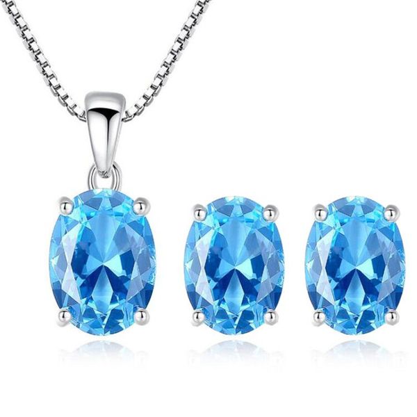 1.8 ct oval sky blue z pendant necklace earrings set 925 sterling silver jewelry sets for women wedding engagement gifts, Black 
1.8 ct oval sky blue z pendant necklace earrings set 925 sterling silver jewelry sets for women wedding engagement gifts, Black
