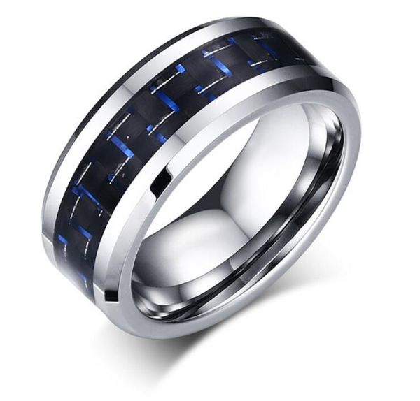 zhf jewelry men's 8mm blue+black carbon fiber tungsten steel ring fashion retro rings gift for boyfriend male jewelry, Silver
zhf jewelry men's 8mm blue+black carbon fiber tungsten steel ring fashion retro rings gift for boyfriend male jewelry, Silver