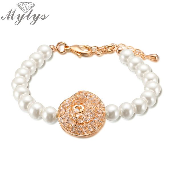 mytys pearl beaded bracelet gold mesh crystal pearl strand bracelets with extender female jewelry fashion b1079, Black
mytys pearl beaded bracelet gold mesh crystal pearl strand bracelets with extender female jewelry fashion b1079, Black