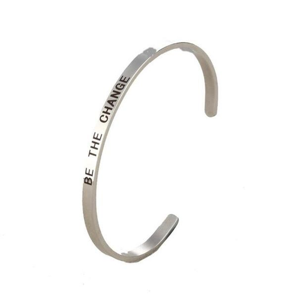 stainless steel silver inspirational "be the change" positive message motivational cuff bangle bracelet engraving, Black
stainless steel silver inspirational "be the change" positive message motivational cuff bangle bracelet engraving, Black