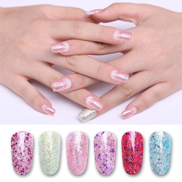 

lilycute 8ml gel nail polish glitter shimmer soak off nail art uv gel varnish manicure diy design salon, Red;pink