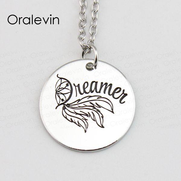 dreamer inspirational hand stamped custom engraved pendant link chain necklace gift metal stamped jewelry, #ln536, Silver
dreamer inspirational hand stamped custom engraved pendant link chain necklace gift metal stamped jewelry, #ln536, Silver