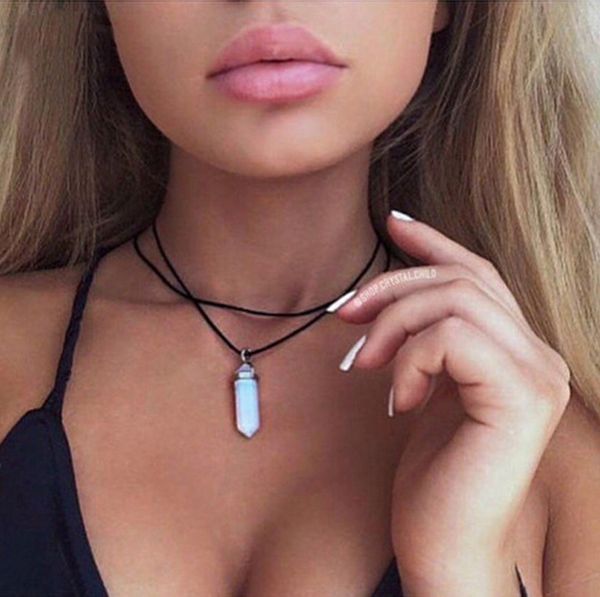 hippie lucky energy imitation crystal opal hexagon prism choker necklace quartz stone leather rope necklaces for women, Silver
hippie lucky energy imitation crystal opal hexagon prism choker necklace quartz stone leather rope necklaces for women, Silver