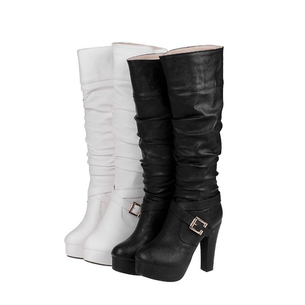spring & autumn women embossed pu buckle platform high heels knee-high boots 2 colors, Black
spring & autumn women embossed pu buckle platform high heels knee-high boots 2 colors, Black