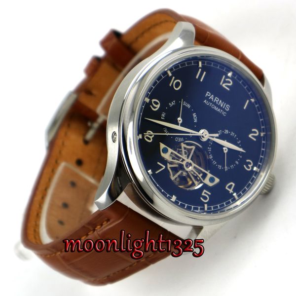 43mm black dial date brown strap seagull 2552 automatic movement mens watch, Slivery;brown
43mm black dial date brown strap seagull 2552 automatic movement mens watch, Slivery;brown