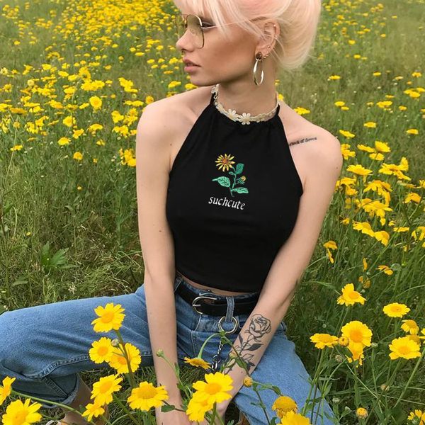 explosions cross-border women's new hanging neck flowers embroidered with navel matchless sleeveless vest, White
explosions cross-border women's new hanging neck flowers embroidered with navel matchless sleeveless vest, White