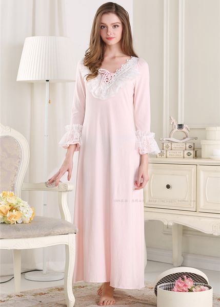 2015 new pijamas frincess style nightdress women's pink cotton long nightgown home wear nightshirt, Black;red
2015 new pijamas frincess style nightdress women's pink cotton long nightgown home wear nightshirt, Black;red