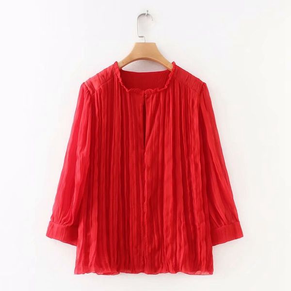women autumn chiffon blouse slim casual o neck pleated shirts solid color pullover shirts ladies za8960, White
women autumn chiffon blouse slim casual o neck pleated shirts solid color pullover shirts ladies za8960, White