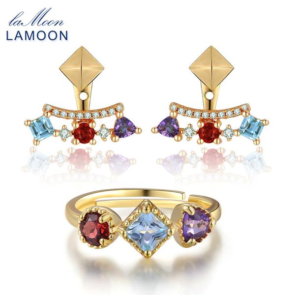lamoon pyramid 0.7ct 3mm natural amethyst garnet z 925 sterling silver jewelry jewelry set v013-9, Black
lamoon pyramid 0.7ct 3mm natural amethyst garnet z 925 sterling silver jewelry jewelry set v013-9, Black