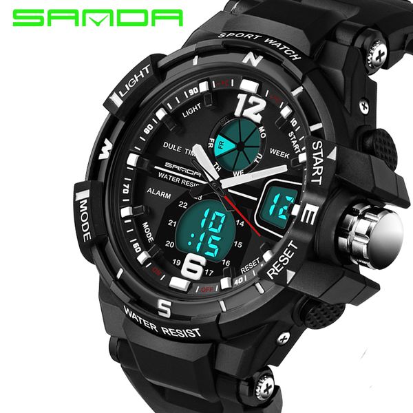 

sanda fashion sport watch men famous electronic led digital wrist watch male clock for man relogio masculino, Slivery;brown