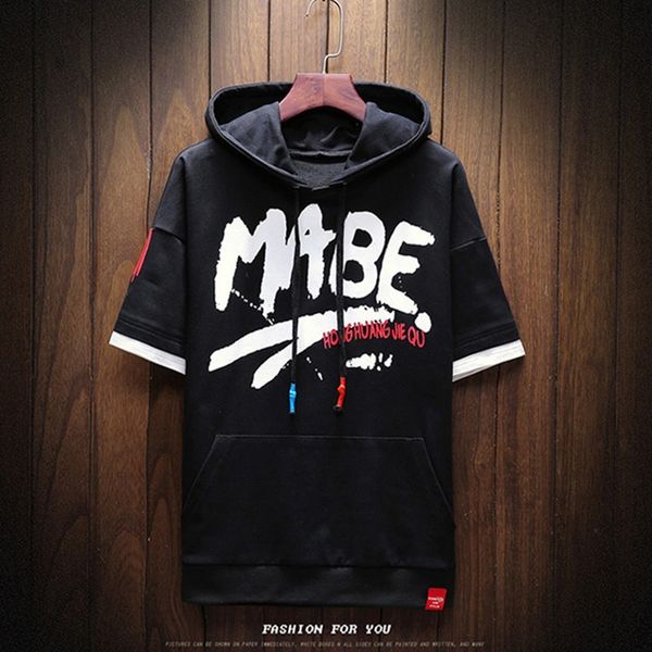 2018 summer new letter printed cuffs stitching mens hoodie fashion casual street walk short sleeve men hoodies sweatshirts, Black
2018 summer new letter printed cuffs stitching mens hoodie fashion casual street walk short sleeve men hoodies sweatshirts, Black