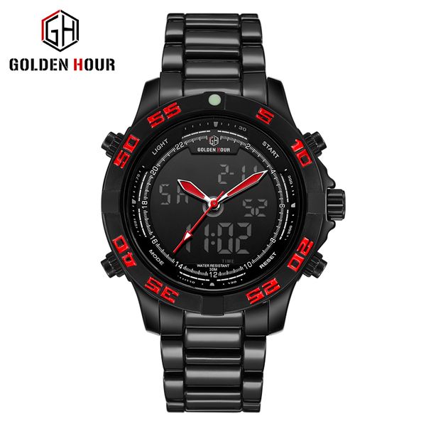 goldenhor army men's digital watches dual time led quartz wristwatch male full steel waterproof clock, Slivery;brown
goldenhor army men's digital watches dual time led quartz wristwatch male full steel waterproof clock, Slivery;brown